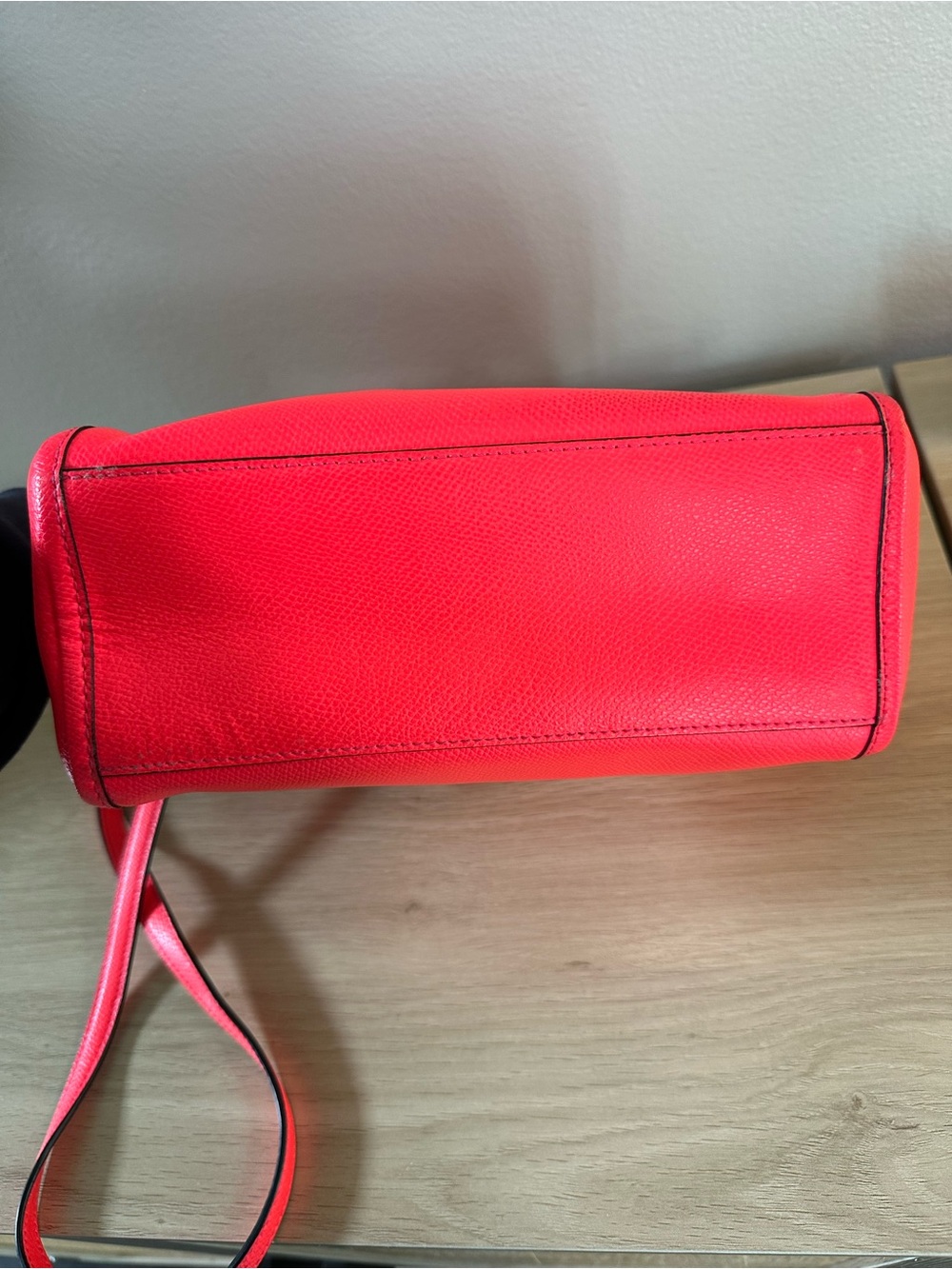 Coach Bright Neon Pink Pebbled Leather Satchel, Mini Bennett Handbag - Picture 7 of 12